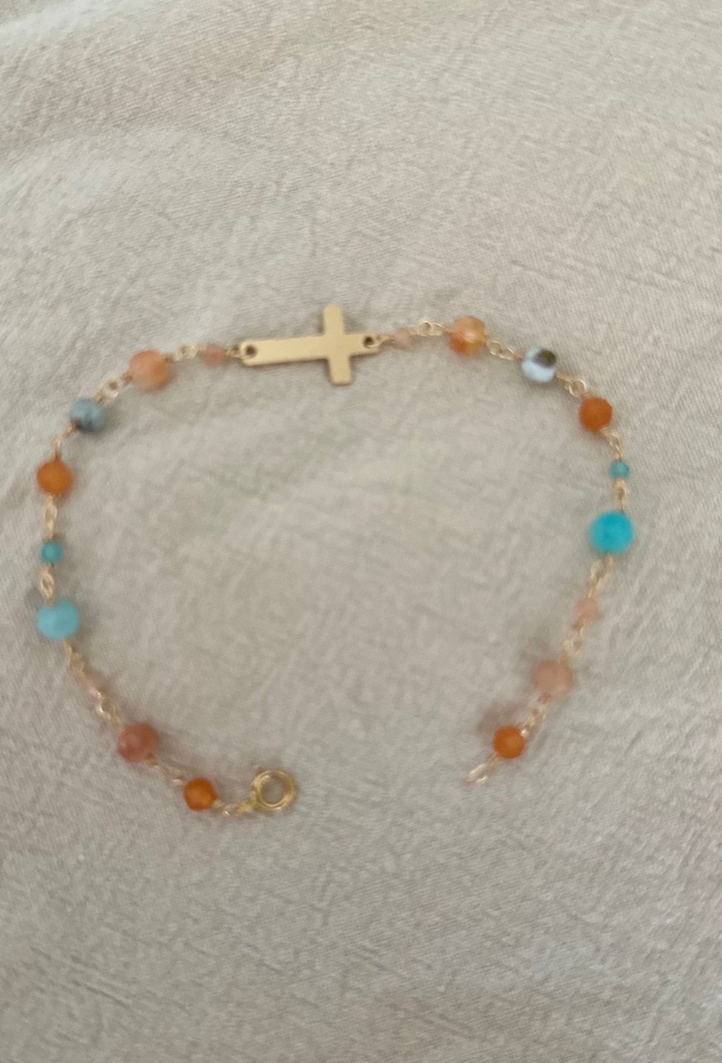 Beaded Side Cross Bracelet