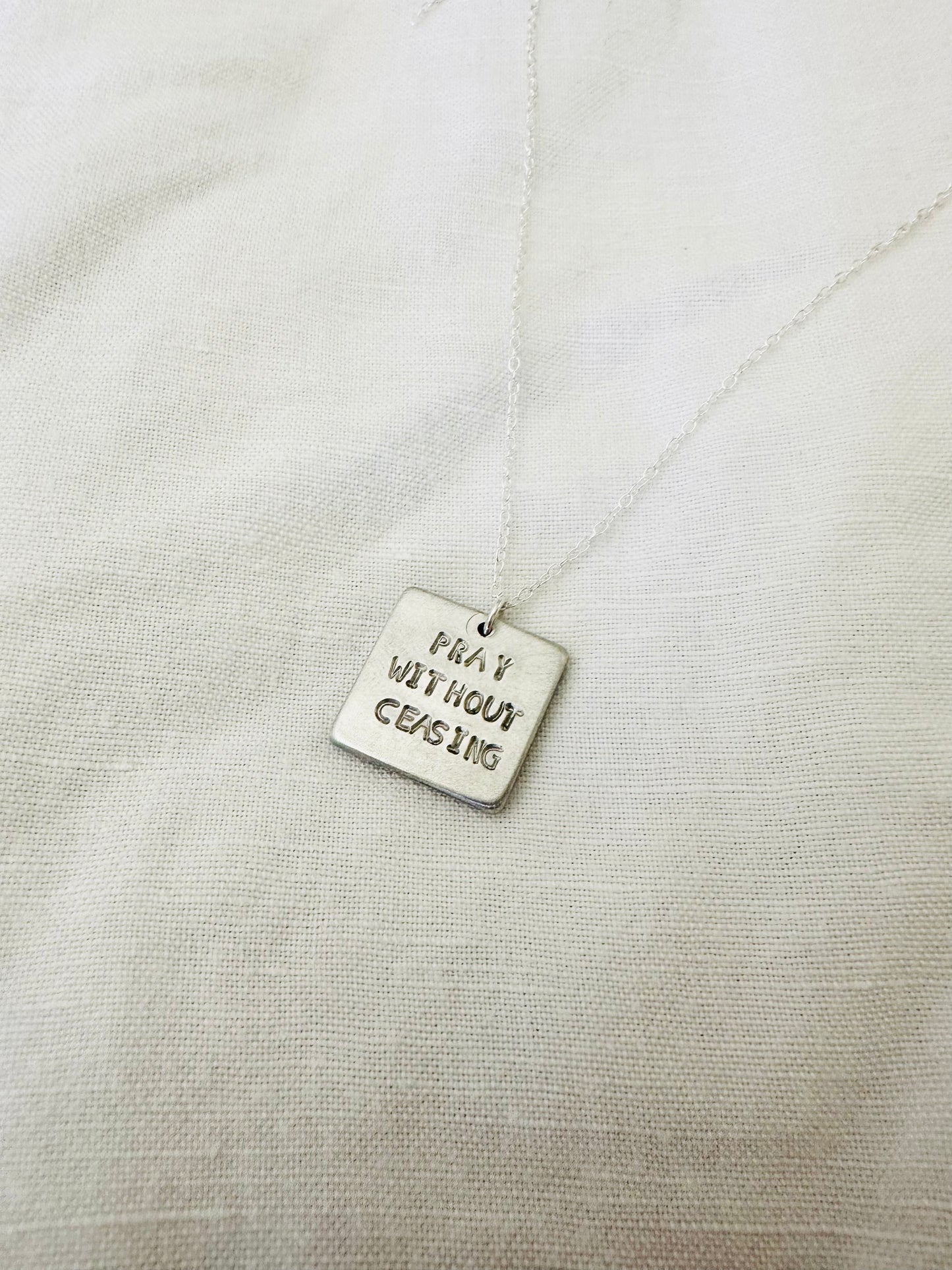 Pewter double sided scripture necklace