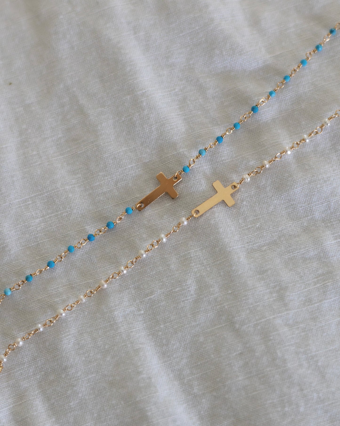 Beaded Side Cross Bracelet